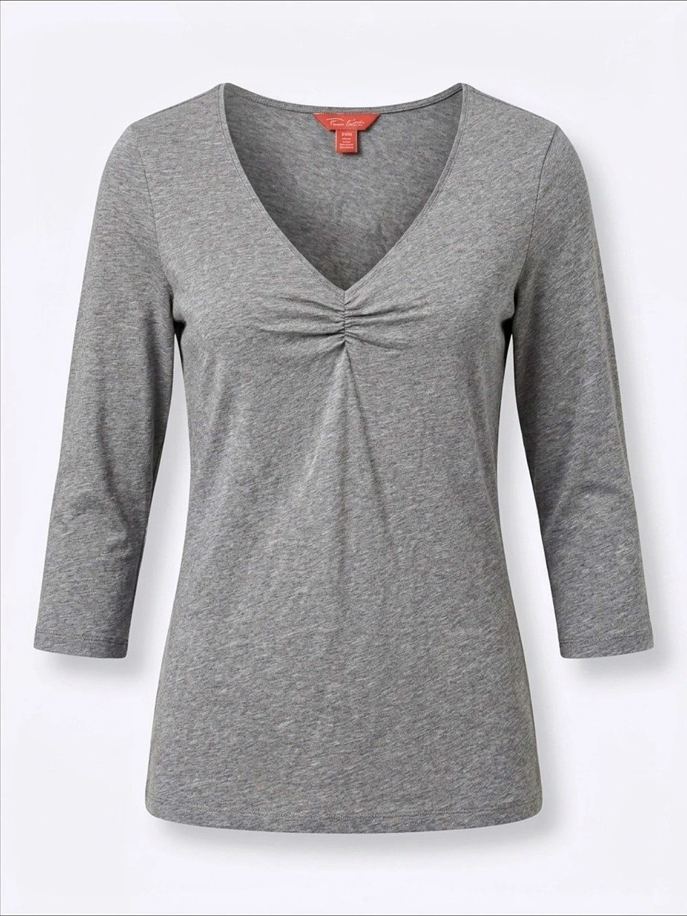 Relax Tommy Bahamas Ruched V-Neck Top in Gray Size Medium Like New